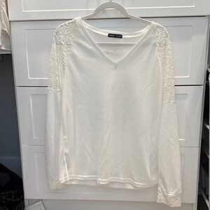 Shein White Lace Long Sleeve Top